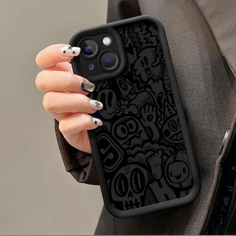 Super Cool Black Graffiti Phone Case for Iphone15/15Plus/15Pro/15Promax, Iphone 14/14Plus/14Pro/14Promax, Iphone 13/13Pro/13Promax, Iphone 12/12Pro/12Promax, Ip Hone 11/11Pro/11Proamx, Iphone 7/8Plus, Iphone Xr/Xsmax