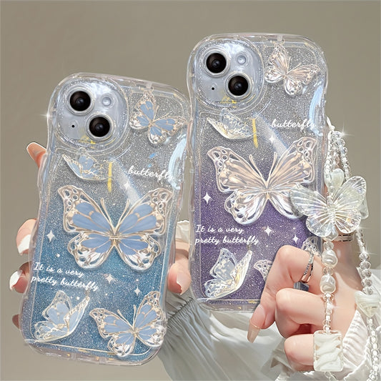 Wave Glitter Butterfly And Bracelet Phone Case For IPhone 14 13 12 11 Plus Pro Max