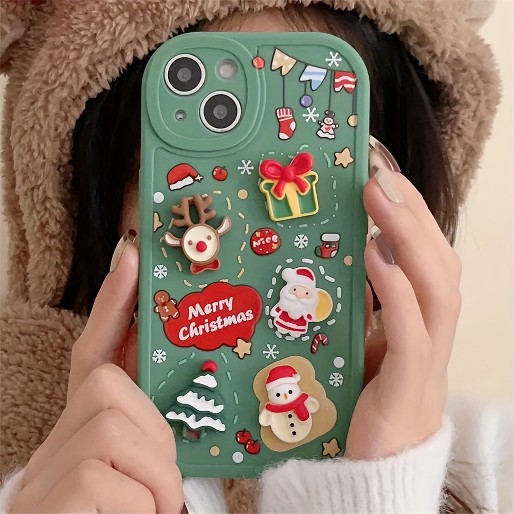 Cute Cartoon 3D Santa Claus Snowman Tree Christmas Soft Case For IPhone 15 Pro Max 14 Pro Max 13 Pro Max 12 Pro Max 11Pro Max 15 14 13 12 11