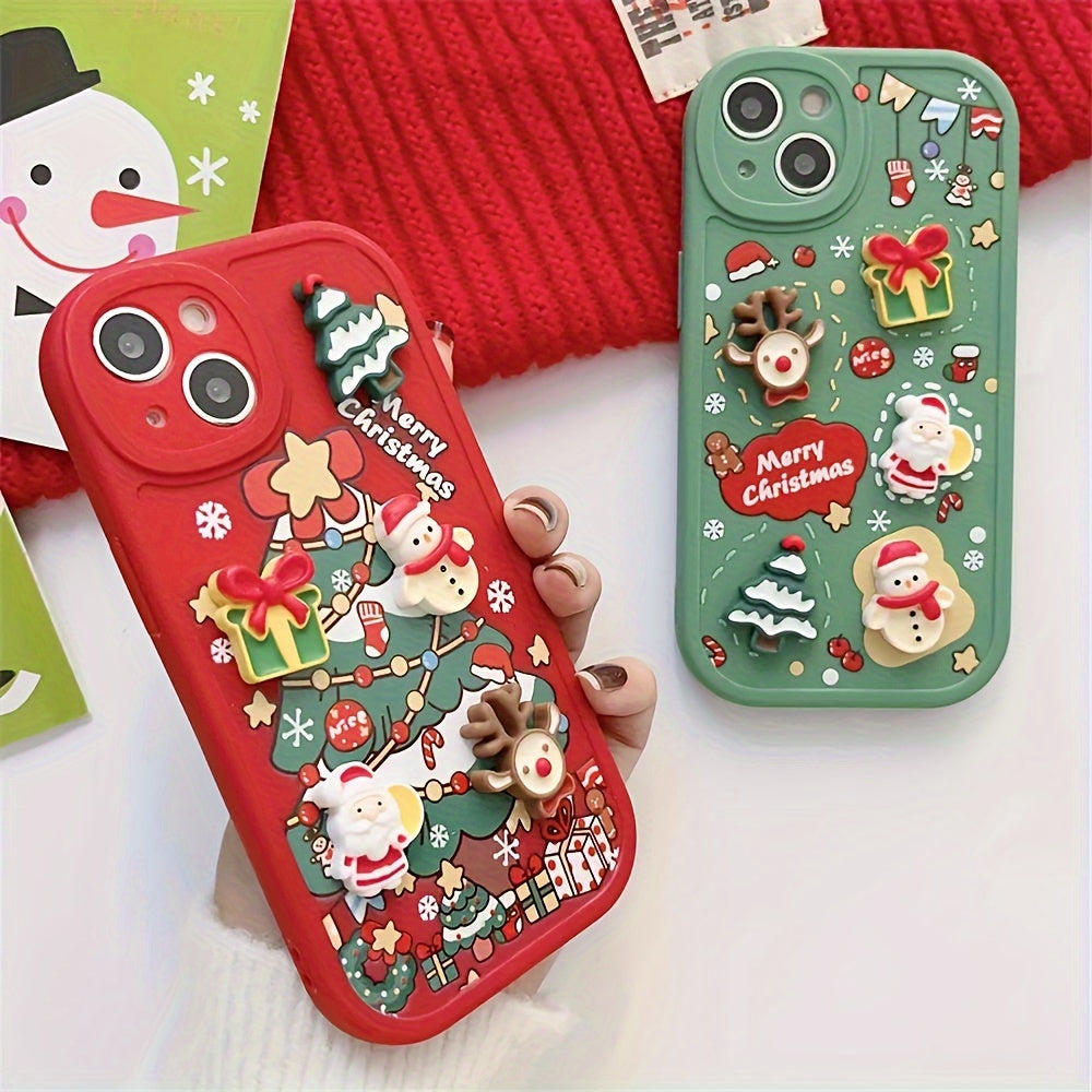 Cute Cartoon 3D Santa Claus Snowman Tree Christmas Soft Case For IPhone 15 Pro Max 14 Pro Max 13 Pro Max 12 Pro Max 11Pro Max 15 14 13 12 11