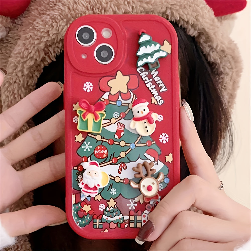 Cute Cartoon 3D Santa Claus Snowman Tree Christmas Soft Case For IPhone 15 Pro Max 14 Pro Max 13 Pro Max 12 Pro Max 11Pro Max 15 14 13 12 11