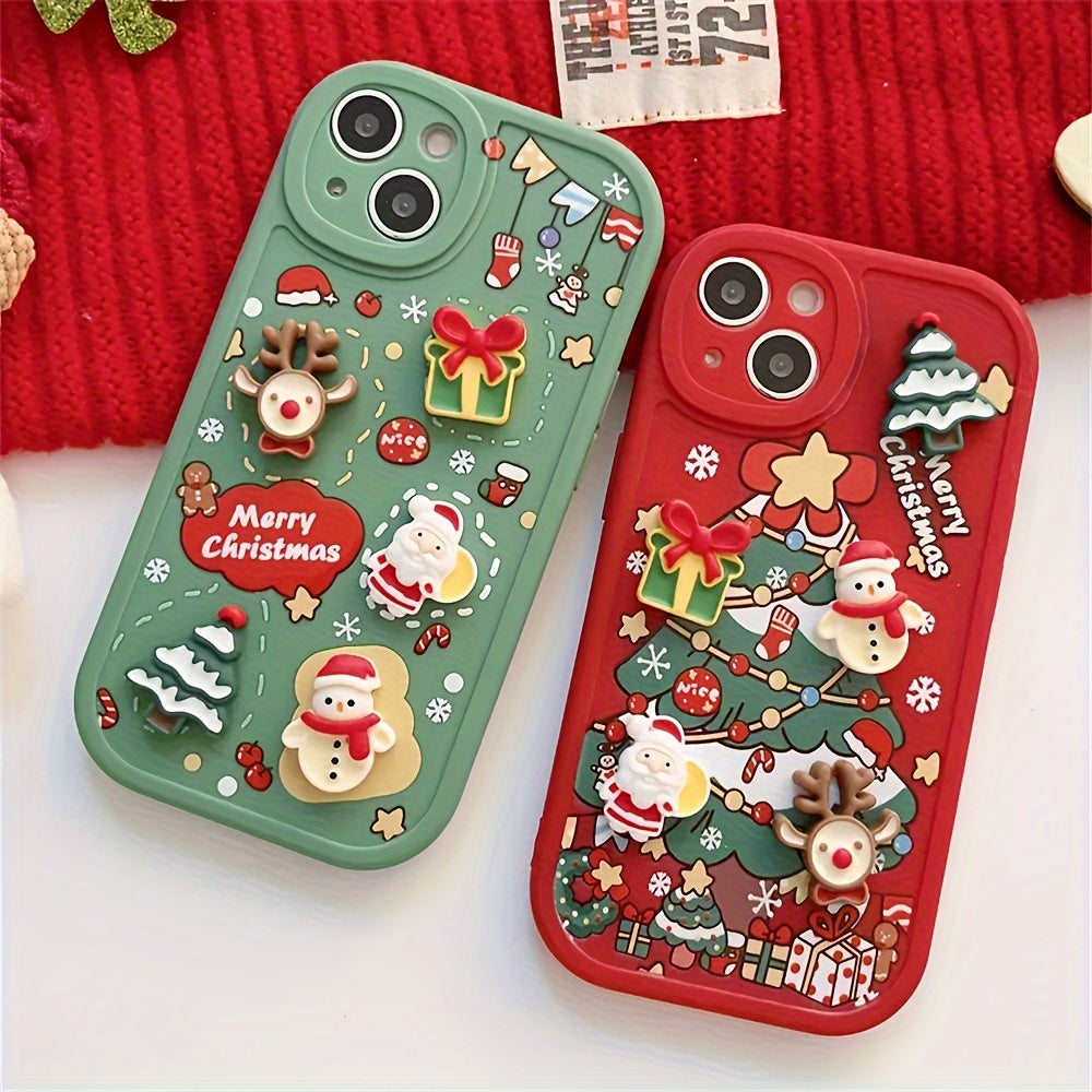 Cute Cartoon 3D Santa Claus Snowman Tree Christmas Soft Case For IPhone 15 Pro Max 14 Pro Max 13 Pro Max 12 Pro Max 11Pro Max 15 14 13 12 11