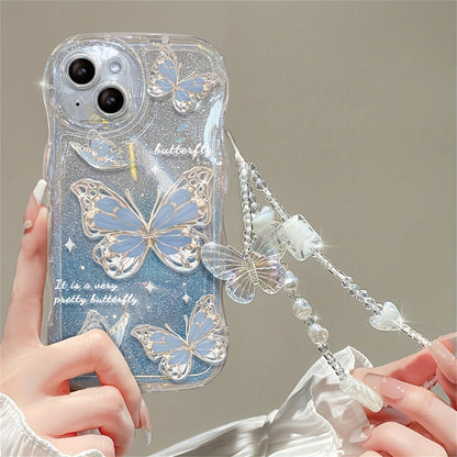 Wave Glitter Butterfly And Bracelet Phone Case For IPhone 14 13 12 11 Plus Pro Max