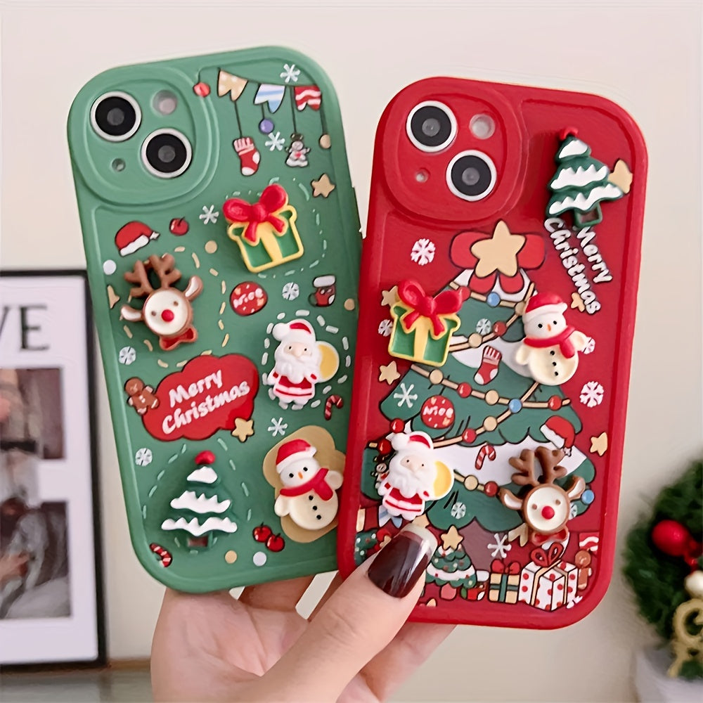 Cute Cartoon 3D Santa Claus Snowman Tree Christmas Soft Case For IPhone 15 Pro Max 14 Pro Max 13 Pro Max 12 Pro Max 11Pro Max 15 14 13 12 11