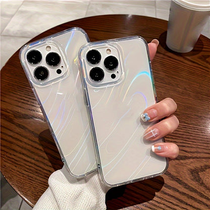 Aurora Laser Transparent Hard Phone Case For iPhone 14 13 12 Pro Max 11 X XS XR 8 7 Plus SE 3 2 6 6S Luxury Clear Soft Cover