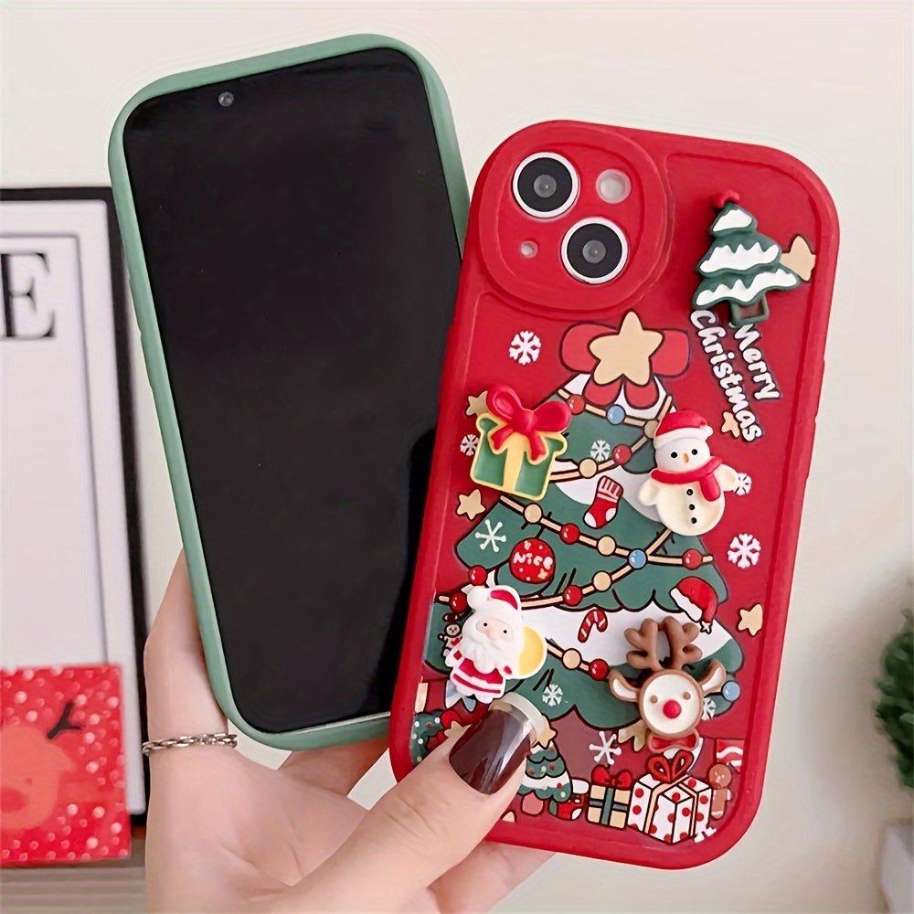 Cute Cartoon 3D Santa Claus Snowman Tree Christmas Soft Case For IPhone 15 Pro Max 14 Pro Max 13 Pro Max 12 Pro Max 11Pro Max 15 14 13 12 11