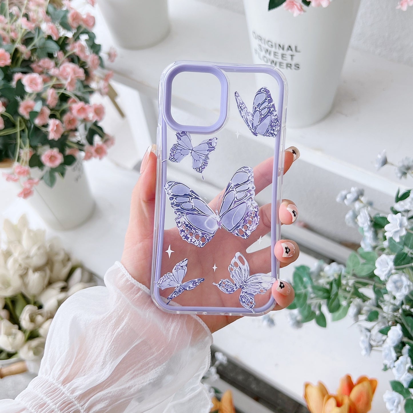 Shockproof Protective Phone Case With Butterflies Design - All-Inclusive Protection For IPhone 6/7/8/11/12/13/14/X/XR/XS Max/Plus/Pro/Pro Max/SE2/mini, Gift For Birthday/Easter/Boyfriend/Girlfriend