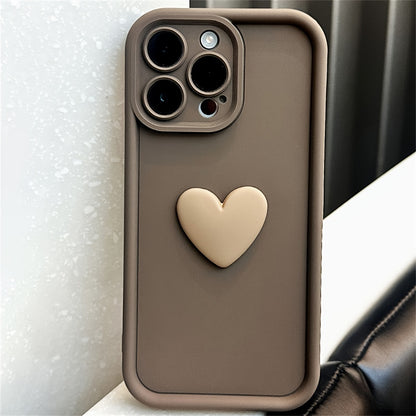 Cute Korean 3D Love Heart Silicone Phone Case For IPhone 11 12 13 14 15 Pro Max 13 Pro 11 Shockproof Candy Cover