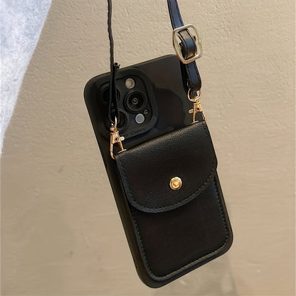 Solid Color Wallet Leather Crossbody Neck Strap Lanyard Phone Case For iPhone 14 Promax 13 11 12 X Xr Xs 7 8 Plus se3 Card Holder Phone Cover